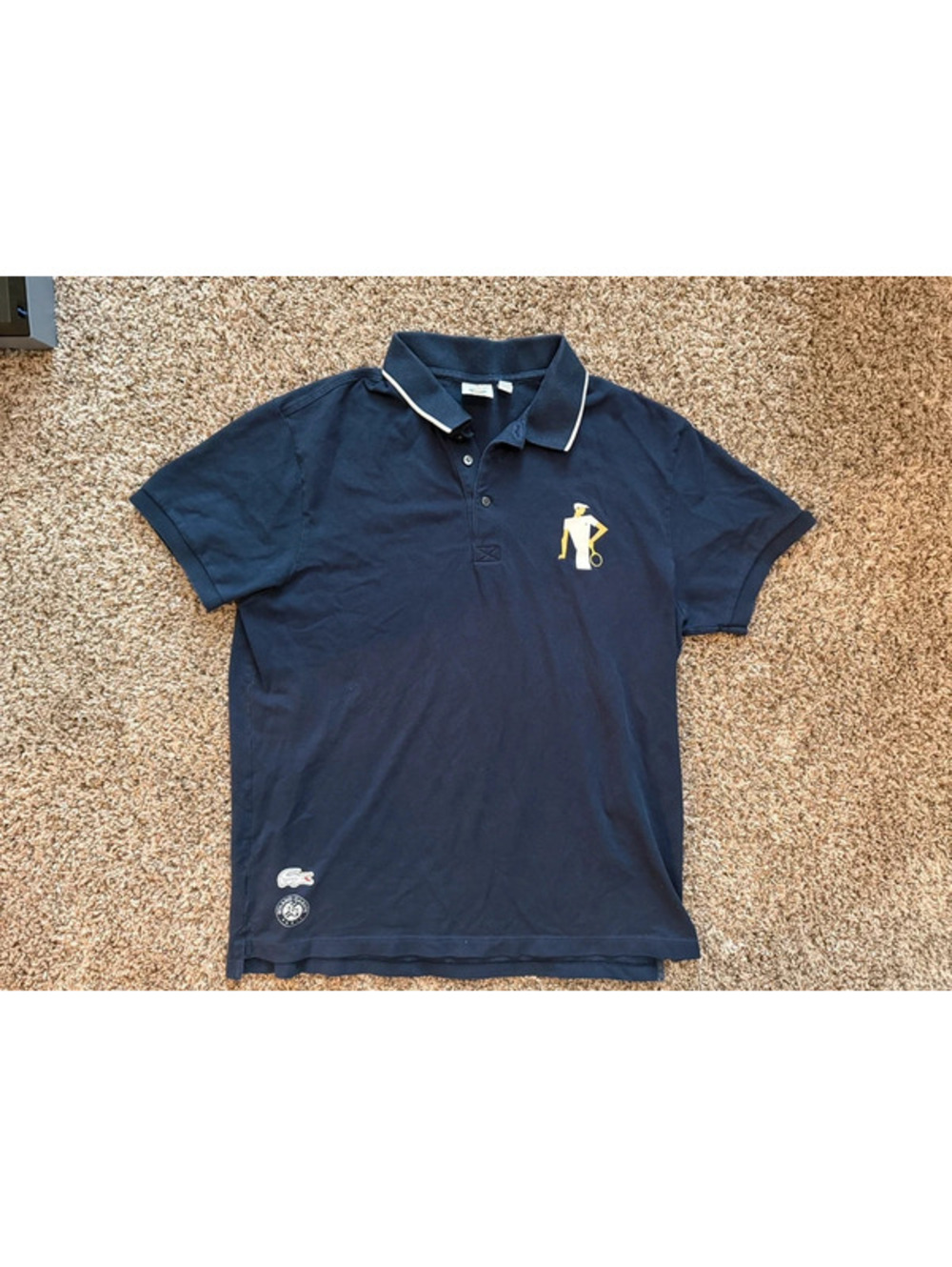Lacoste Roland garros men’s polo xl golfer art vintage rare shirt